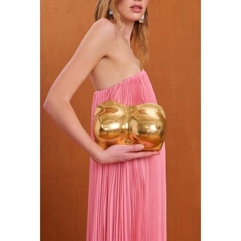 NWT Cult Gaia Reina Clutch in Brushed Brass $898 - Picture 6 of 11